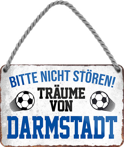 4252024204230 Schilderstore24 	Schilderstore24 Blechschilder sind perfekt als Geschenk zu Weihnachten, Geburtstage, Feiern, Partys, Grillabende, Namenstag, Feiertag, Mädelsabend, Hochzeit. Jederzeit stilvoll im Wohnzimmer, Partykeller, Garage, Praxis, Büro, Café, Hauseingang Fußball Mannschaft Verein Bolzen Ball sport liga kicken stadion freizeit ''Träume von Darmstadt''		18x12cm