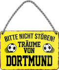 4252024204247 Schilderstore24 Schilderstore24 Blechschilder sind perfekt als Geschenk zu Weihnachten, Geburtstage, Feiern, Partys, Grillabende, Namenstag, Feiertag, Mädelsabend, Hochzeit. Jederzeit stilvoll im Wohnzimmer, Partykeller, Garage, Praxis, Büro, Café, Hauseingang Fußball Mannschaft Verein Bolzen Ball sport liga kicken stadion freizeit	 ''Träume von Dortmund''		18x12cm