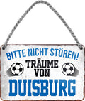 4252024204254 Schilderstore24 Schilderstore24 Blechschilder sind perfekt als Geschenk zu Weihnachten, Geburtstage, Feiern, Partys, Grillabende, Namenstag, Feiertag, Mädelsabend, Hochzeit. Jederzeit stilvoll im Wohnzimmer, Partykeller, Garage, Praxis, Büro, Café, Hauseingang Fußball Mannschaft Verein Bolzen Ball sport liga kicken stadion freizeit	 ''Träume von Duisburg''		18x12cm