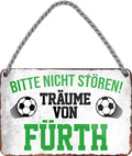 4252024204315 Schilderstore24 	Schilderstore24 Blechschilder sind perfekt als Geschenk zu Weihnachten, Geburtstage, Feiern, Partys, Grillabende, Namenstag, Feiertag, Mädelsabend, Hochzeit. Jederzeit stilvoll im Wohnzimmer, Partykeller, Garage, Praxis, Büro, Café, Hauseingang Fußball Mannschaft Verein Bolzen Ball sport liga kicken stadion freizeit ''Träume von Fürth''		18x12cm