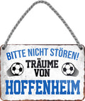 4252024204377 Schilderstore24 Schilderstore24 Blechschilder sind perfekt als Geschenk zu Weihnachten, Geburtstage, Feiern, Partys, Grillabende, Namenstag, Feiertag, Mädelsabend, Hochzeit. Jederzeit stilvoll im Wohnzimmer, Partykeller, Garage, Praxis, Büro, Café, Hauseingang Fußball Mannschaft Verein Bolzen Ball sport liga kicken stadion freizeit	 ''Träume von Hoffenheim''		18x12cm