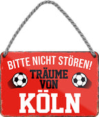 4252024204421 Schilderstore24 	Schilderstore24 Blechschilder sind perfekt als Geschenk zu Weihnachten, Geburtstage, Feiern, Partys, Grillabende, Namenstag, Feiertag, Mädelsabend, Hochzeit. Jederzeit stilvoll im Wohnzimmer, Partykeller, Garage, Praxis, Büro, Café, Hauseingang Fußball Mannschaft Verein Bolzen Ball sport liga kicken stadion freizeit ''Träume von Köln''		18x12cm