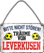 4252024204445 Schilderstore24 Schilderstore24 Blechschilder sind perfekt als Geschenk zu Weihnachten, Geburtstage, Feiern, Partys, Grillabende, Namenstag, Feiertag, Mädelsabend, Hochzeit. Jederzeit stilvoll im Wohnzimmer, Partykeller, Garage, Praxis, Büro, Café, Hauseingang Fußball Mannschaft Verein Bolzen Ball sport liga kicken stadion freizeit	 ''Träume von Leverkusen''		18x12cm