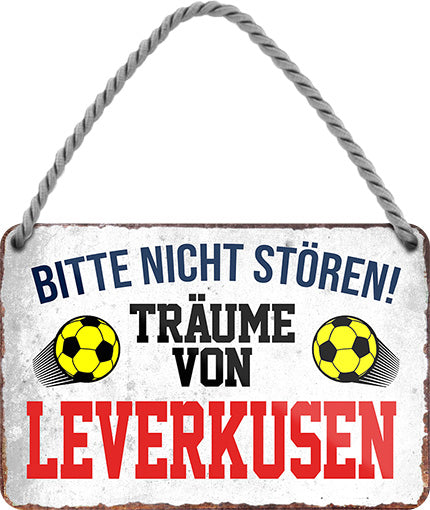 4252024204445 Schilderstore24 Schilderstore24 Blechschilder sind perfekt als Geschenk zu Weihnachten, Geburtstage, Feiern, Partys, Grillabende, Namenstag, Feiertag, Mädelsabend, Hochzeit. Jederzeit stilvoll im Wohnzimmer, Partykeller, Garage, Praxis, Büro, Café, Hauseingang Fußball Mannschaft Verein Bolzen Ball sport liga kicken stadion freizeit	 ''Träume von Leverkusen''		18x12cm