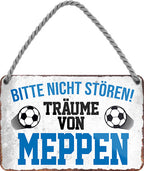 4252024204483 Schilderstore24 	Schilderstore24 Blechschilder sind perfekt als Geschenk zu Weihnachten, Geburtstage, Feiern, Partys, Grillabende, Namenstag, Feiertag, Mädelsabend, Hochzeit. Jederzeit stilvoll im Wohnzimmer, Partykeller, Garage, Praxis, Büro, Café, Hauseingang Fußball Mannschaft Verein Bolzen Ball sport liga kicken stadion freizeit ''Träume von Meppen''		18x12cm