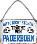 4252024204520 Schilderstore24 	Schilderstore24 Blechschilder sind perfekt als Geschenk zu Weihnachten, Geburtstage, Feiern, Partys, Grillabende, Namenstag, Feiertag, Mädelsabend, Hochzeit. Jederzeit stilvoll im Wohnzimmer, Partykeller, Garage, Praxis, Büro, Café, Hauseingang Fußball Mannschaft Verein Bolzen Ball sport liga kicken stadion freizeit ''Träume von Paderborn''		18x12cm