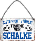 4252024204575 Schilderstore24 Schilderstore24 Blechschilder sind perfekt als Geschenk zu Weihnachten, Geburtstage, Feiern, Partys, Grillabende, Namenstag, Feiertag, Mädelsabend, Hochzeit. Jederzeit stilvoll im Wohnzimmer, Partykeller, Garage, Praxis, Büro, Café, Hauseingang Fußball Mannschaft Verein Bolzen Ball sport liga kicken stadion freizeit	 ''Träume von Schalke''		18x12cm