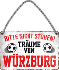 4252024204704 	Schilderstore24 	Schilderstore24 Blechschilder sind perfekt als Geschenk zu Weihnachten, Geburtstage, Feiern, Partys, Grillabende, Namenstag, Feiertag, Mädelsabend, Hochzeit. Jederzeit stilvoll im Wohnzimmer, Partykeller, Garage, Praxis, Büro, Café, Hauseingang Fußball Mannschaft Verein Bolzen Ball sport liga kicken stadion freizeit ''Träume von Würzburg''		18x12cm