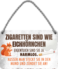 4252024211542	Geschenk Weihnachten, Geburtstage, Feiern, Partys, Grillabende, Namenstag, Feiertag, Mädelsabend, Hochzeit Wohnzimmer, Partykeller, Garage, Praxis, Büro, Café, Hauseingang Sarkasmus Ironie Funny Schwarzer Humor faul dumm fun rente lästern teufelSchilderstore24 	 ''Zigaretten sind wie Eichhörnchen''