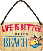 4252024208047	Schilderstore24 	 ''Life is better Beach'' Schilderstore24 Blechschilder sind perfekt als Geschenk zu Weihnachten, Geburtstage, Feiern, Partys, Grillabende, Namenstag, Feiertag, Mädelsabend, Hochzeit. Jederzeit stilvoll im Wohnzimmer, Partykeller, Garage, Praxis, Büro, Café, Hauseingang Landschaften Orte Städte Länder Urlaub See berge burgen schloss tal denkmal freizeit meer