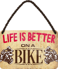 4252024206791	Schilderstore24 	 ''Life is better Bike''Schilderstore24 Blechschilder sind perfekt als Geschenk zu Weihnachten, Geburtstage, Feiern, Partys, Grillabende, Namenstag, Feiertag, Mädelsabend, Hochzeit. Jederzeit stilvoll im Wohnzimmer, Partykeller, Garage, Praxis, Büro, Café, Hauseingang Mechaniker Auto Motorrad Werkstatt auto werkstatt tüfteln schrauber