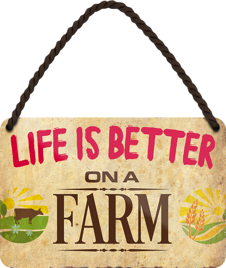 4252024208979	Schilderstore24 	 ''Life is better Farm'' Schilderstore24 Blechschilder sind perfekt als Geschenk zu Weihnachten, Geburtstage, Feiern, Partys, Grillabende, Namenstag, Feiertag, Mädelsabend, Hochzeit. Jederzeit stilvoll im Wohnzimmer, Partykeller, Garage, Praxis, Büro, Café, Hauseingang Traktor Maschine Landmaschine Feld bauer landwirt landwirtschaft schlepper