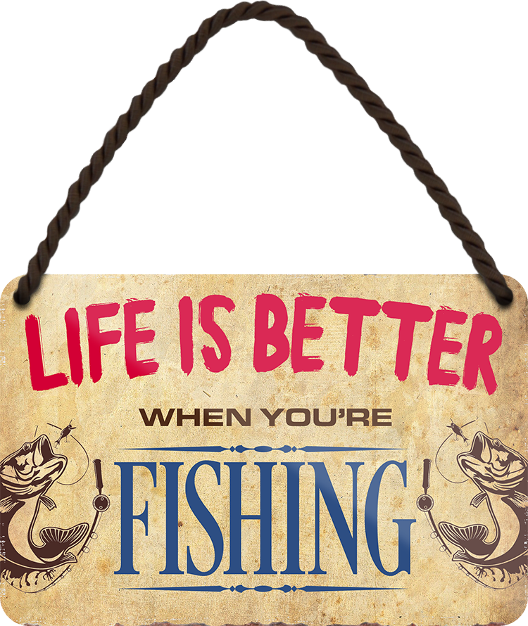 4252024208559	Schilderstore24 	 ''Life is better Fishing'' Schilderstore24 Blechschilder sind perfekt als Geschenk zu Weihnachten, Geburtstage, Feiern, Partys, Grillabende, Namenstag, Feiertag, Mädelsabend, Hochzeit. Jederzeit stilvoll im Wohnzimmer, Partykeller, Garage, Praxis, Büro, Café, Hauseingang Freizeit Sport Ballsport Aktivitäten bowling dart kegeln biken rad hobby