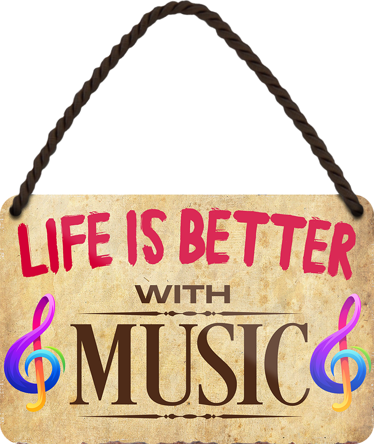 4252024206845	Schilderstore24 	 ''Life is better Musik'' Schilderstore24 Blechschilder sind perfekt als Geschenk zu Weihnachten, Geburtstage, Feiern, Partys, Grillabende, Namenstag, Feiertag, Mädelsabend, Hochzeit. Jederzeit stilvoll im Wohnzimmer, Partykeller, Garage, Praxis, Büro, Café, Hauseingang Musik Metall Rock Pop Klassik musik metall rock lieder melodie instrumente