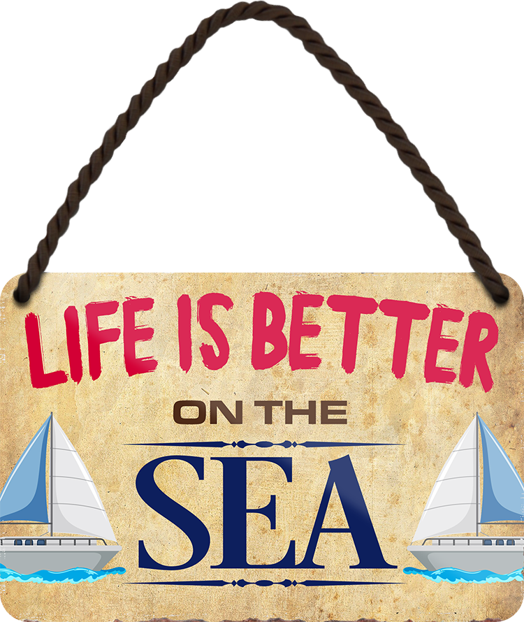 4252024208092	Schilderstore24 	 ''Life is better Sea'' Schilderstore24 Blechschilder sind perfekt als Geschenk zu Weihnachten, Geburtstage, Feiern, Partys, Grillabende, Namenstag, Feiertag, Mädelsabend, Hochzeit. Jederzeit stilvoll im Wohnzimmer, Partykeller, Garage, Praxis, Büro, Café, Hauseingang Landschaften Orte Städte Länder Urlaub See berge burgen schloss tal denkmal freizeit meer