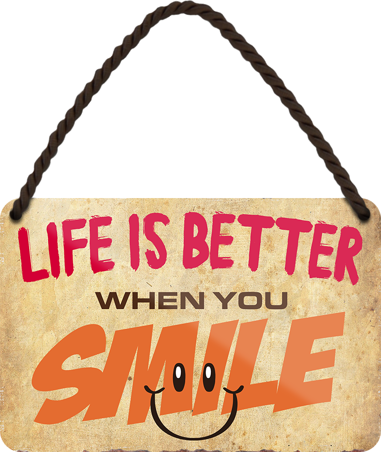 4252024211429 Schilderstore24 ''Life is better Smile'' Schilderstore24 Blechschilder sind perfekt als Geschenk zu Weihnachten, Geburtstage, Feiern, Partys, Grillabende, Namenstag, Feiertag, Mädelsabend, Hochzeit. Jederzeit stilvoll im Wohnzimmer, Partykeller, Garage, Praxis, Büro, Café, Hauseingang Sarkasmus Ironie Funny Schwarzer Humor faul dumm fun rente lästern teufel