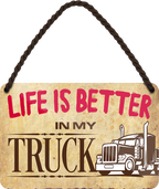 4252024206807	Schilderstore24 	 ''Life is better Truck''Schilderstore24 Blechschilder sind perfekt als Geschenk zu Weihnachten, Geburtstage, Feiern, Partys, Grillabende, Namenstag, Feiertag, Mädelsabend, Hochzeit. Jederzeit stilvoll im Wohnzimmer, Partykeller, Garage, Praxis, Büro, Café, Hauseingang Mechaniker Auto Motorrad Werkstatt auto werkstatt tüfteln schrauber