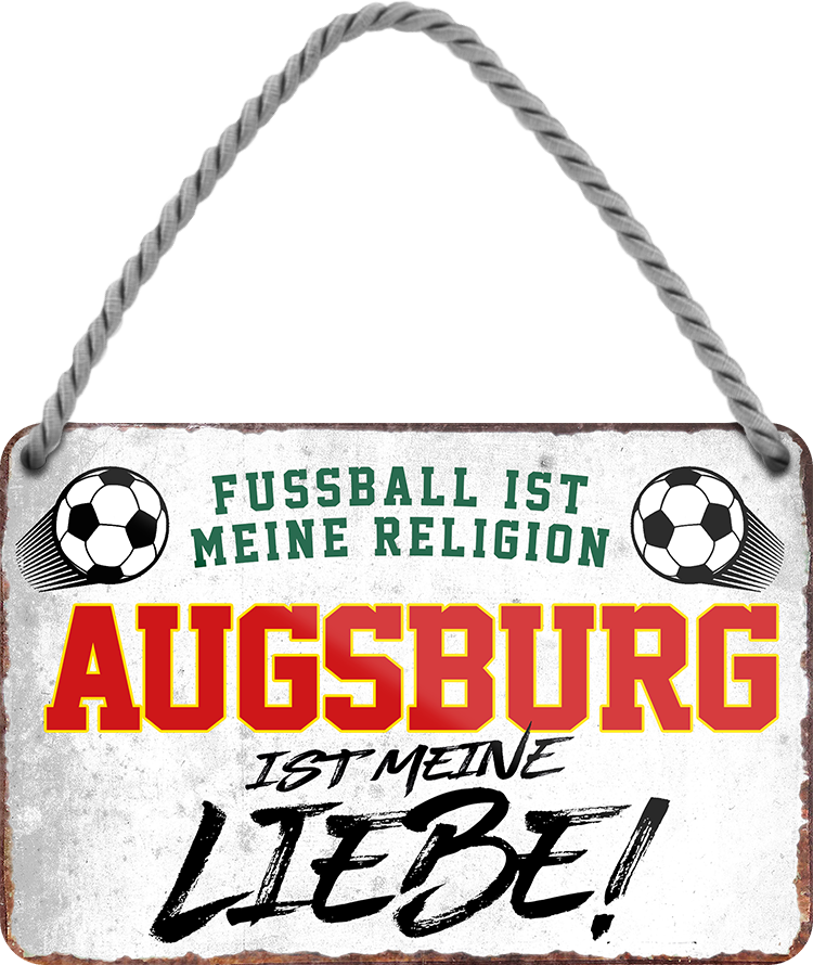 4252024204872	Geschenk zu Weihnachten, Geburtstage, Feiern, Partys, Grillabende, Namenstag, Feiertag, Mädelsabend, Hochzeit Wohnzimmer, Partykeller, Garage, Praxis, Büro, Café, Hauseingang Fußball Mannschaft Verein Bolzen Ball sport liga kicken stadion freizeitSchilderstore24 	 ''Augsburg ist meine Liebe!''