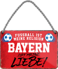 4252024204889Geschenk zu Weihnachten, Geburtstage, Feiern, Partys, Grillabende, Namenstag, Feiertag, Mädelsabend, Hochzeit Wohnzimmer, Partykeller, Garage, Praxis, Büro, Café, Hauseingang Fußball Mannschaft Verein Bolzen Ball sport liga kicken stadion freizeit	Schilderstore24 	 ''Bayern ist meine Liebe!''