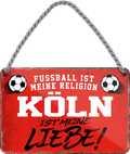 4252024205138	Geschenk zu Weihnachten, Geburtstage, Feiern, Partys, Grillabende, Namenstag, Feiertag, Mädelsabend, Hochzeit Wohnzimmer, Partykeller, Garage, Praxis, Büro, Café, Hauseingang Fußball Mannschaft Verein Bolzen Ball sport liga kicken stadion freizeitSchilderstore24 	 ''Köln ist meine Liebe!''