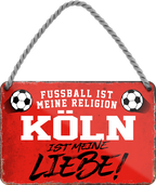 4252024205138	Geschenk zu Weihnachten, Geburtstage, Feiern, Partys, Grillabende, Namenstag, Feiertag, Mädelsabend, Hochzeit Wohnzimmer, Partykeller, Garage, Praxis, Büro, Café, Hauseingang Fußball Mannschaft Verein Bolzen Ball sport liga kicken stadion freizeitSchilderstore24 	 ''Köln ist meine Liebe!''