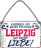 4252024205145Geschenk zu Weihnachten, Geburtstage, Feiern, Partys, Grillabende, Namenstag, Feiertag, Mädelsabend, Hochzeit Wohnzimmer, Partykeller, Garage, Praxis, Büro, Café, Hauseingang Fußball Mannschaft Verein Bolzen Ball sport liga kicken stadion freizeit	Schilderstore24 	 ''Leipzig ist meine Liebe!''