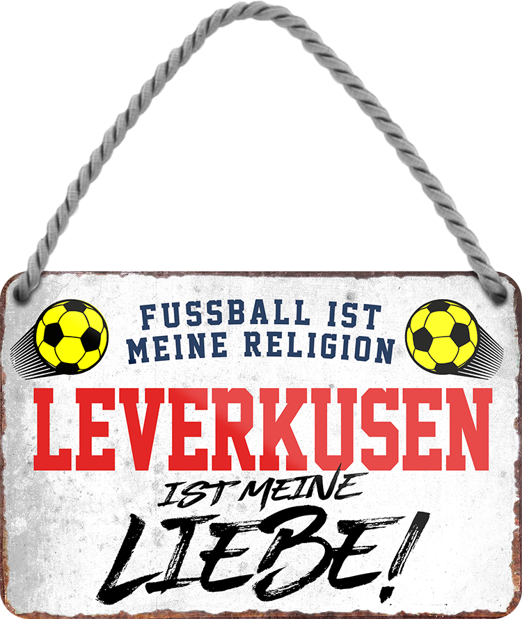 4252024205152	Schilderstore24 	 ''Leverkusen ist meine Liebe!'' Schilderstore24 Blechschilder sind perfekt als Geschenk zu Weihnachten, Geburtstage, Feiern, Partys, Grillabende, Namenstag, Feiertag, Mädelsabend, Hochzeit. Jederzeit stilvoll im Wohnzimmer, Partykeller, Garage, Praxis, Büro, Café, Hauseingang Fußball Mannschaft Verein Bolzen Ball sport liga kicken stadion freizeit