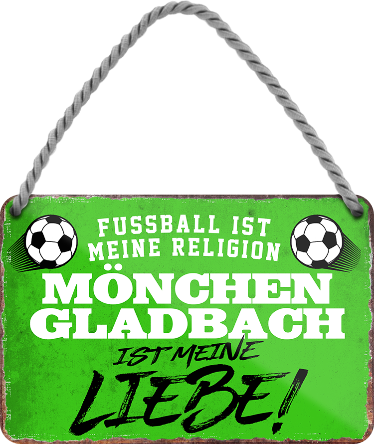 4252024205213	Schilderstore24 	 ''Mönchengladbach ist meine Liebe!'' Schilderstore24 Blechschilder sind perfekt als Geschenk zu Weihnachten, Geburtstage, Feiern, Partys, Grillabende, Namenstag, Feiertag, Mädelsabend, Hochzeit. Jederzeit stilvoll im Wohnzimmer, Partykeller, Garage, Praxis, Büro, Café, Hauseingang Fußball Mannschaft Verein Bolzen Ball sport liga kicken stadion freizeit