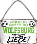 4252024205404Geschenk zu Weihnachten, Geburtstage, Feiern, Partys, Grillabende, Namenstag, Feiertag, Mädelsabend, Hochzeit Wohnzimmer, Partykeller, Garage, Praxis, Büro, Café, Hauseingang Fußball Mannschaft Verein Bolzen Ball sport liga kicken stadion freizeit	Schilderstore24 	 ''Wolfsburg ist meine Liebe!''