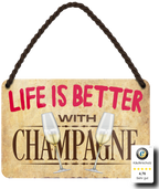 Blechschilder ''Life is better 1 von 2'' Camping Schnitzel Rum Garden BBQ Cat uvm 18x12cm