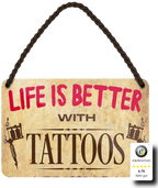 Blechschilder ''Life is better 2 von 2'' Shopping Traktor Weed Dance Cake uvm 18x12cm