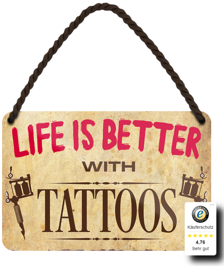 Blechschilder ''Life is better 2 von 2'' Shopping Traktor Weed Dance Cake uvm 18x12cm