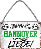 4252024205053Geschenk zu Weihnachten, Geburtstage, Feiern, Partys, Grillabende, Namenstag, Feiertag, Mädelsabend, Hochzeit Wohnzimmer, Partykeller, Garage, Praxis, Büro, Café, Hauseingang Fußball Mannschaft Verein Bolzen Ball sport liga kicken stadion freizeit	Schilderstore24 	 ''Hannover ist meine Liebe!''