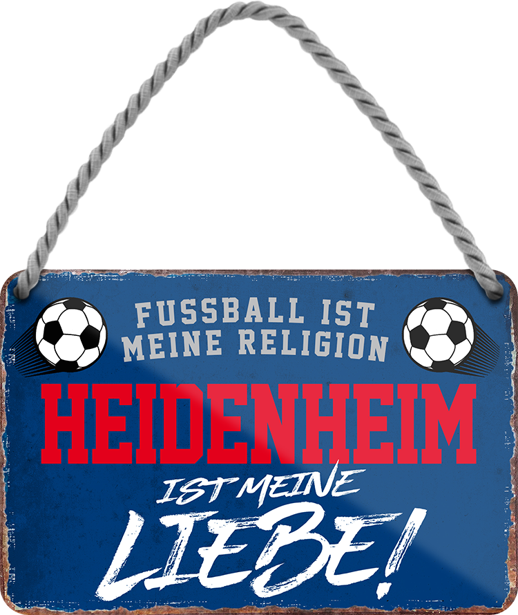 4252024205077	Schilderstore24 	 ''Heidenheim ist meine Liebe!'' Schilderstore24 Blechschilder sind perfekt als Geschenk zu Weihnachten, Geburtstage, Feiern, Partys, Grillabende, Namenstag, Feiertag, Mädelsabend, Hochzeit. Jederzeit stilvoll im Wohnzimmer, Partykeller, Garage, Praxis, Büro, Café, Hauseingang Fußball Mannschaft Verein Bolzen Ball sport liga kicken stadion freizeit