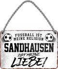 4252024205282Geschenk zu Weihnachten, Geburtstage, Feiern, Partys, Grillabende, Namenstag, Feiertag, Mädelsabend, Hochzeit Wohnzimmer, Partykeller, Garage, Praxis, Büro, Café, Hauseingang Fußball Mannschaft Verein Bolzen Ball sport liga kicken stadion freizeit	Schilderstore24 	 ''Sandhausen ist meine Liebe!''