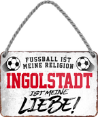 4252024205107	Geschenk zu Weihnachten, Geburtstage, Feiern, Partys, Grillabende, Namenstag, Feiertag, Mädelsabend, Hochzeit Wohnzimmer, Partykeller, Garage, Praxis, Büro, Café, Hauseingang Fußball Mannschaft Verein Bolzen Ball sport liga kicken stadion freizeitSchilderstore24 	 ''Ingolstadt ist meine Liebe!''