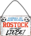 4252024205268	Geschenk zu Weihnachten, Geburtstage, Feiern, Partys, Grillabende, Namenstag, Feiertag, Mädelsabend, Hochzeit Wohnzimmer, Partykeller, Garage, Praxis, Büro, Café, Hauseingang Fußball Mannschaft Verein Bolzen Ball sport liga kicken stadion freizeitSchilderstore24 	 ''Rostock ist meine Liebe!''