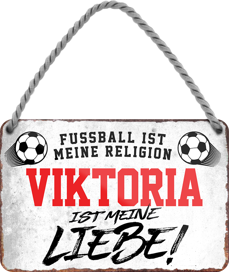 4252024205374	Schilderstore24 	 ''Viktoria ist meine Liebe!'' Schilderstore24 Blechschilder sind perfekt als Geschenk zu Weihnachten, Geburtstage, Feiern, Partys, Grillabende, Namenstag, Feiertag, Mädelsabend, Hochzeit. Jederzeit stilvoll im Wohnzimmer, Partykeller, Garage, Praxis, Büro, Café, Hauseingang Fußball Mannschaft Verein Bolzen Ball sport liga kicken stadion freizeit