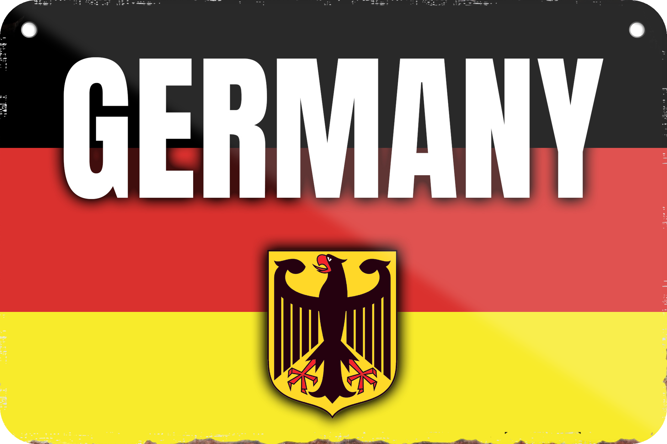 4252024235234	Schilderstore36	 ''Germany Flagge'' Schilderstore24 Blechschilder sind perfekt als Geschenk zu Weihnachten, Geburtstage, Feiern, Partys, Grillabende, Namenstag, Feiertag, Mädelsabend, Hochzeit. Jederzeit stilvoll im Wohnzimmer, Partykeller, Garage, Praxis, Büro, Café, Hauseingang Sarkasmus Ironie Funny Schwarzer Humor faul dumm fun rente lästern teufel