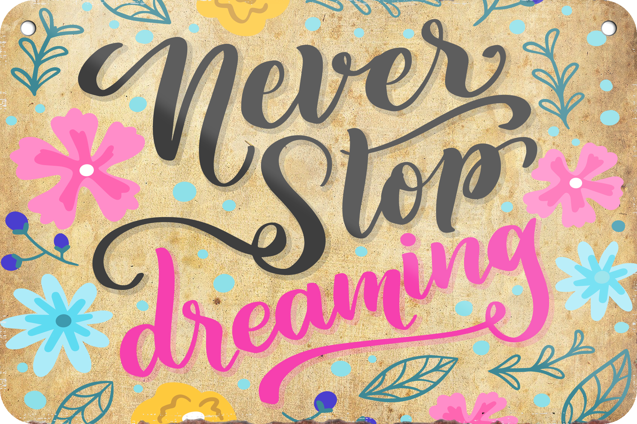 4252024235739		 ''Never stop dreaming (braun)'' Schilderstore24 Blechschilder sind perfekt als Geschenk zu Weihnachten, Geburtstage, Feiern, Partys, Grillabende, Namenstag, Feiertag, Mädelsabend, Hochzeit. Jederzeit stilvoll im Wohnzimmer, Partykeller, Garage, Praxis, Büro, Café, Hauseingang Weisheiten Leben Sprichwörter Tipp wahrheit sprichwort tiefsinnig ratschlag