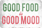 4252024235630		 ''Good food is good mood'' Schilderstore24 Blechschilder sind perfekt als Geschenk zu Weihnachten, Geburtstage, Feiern, Partys, Grillabende, Namenstag, Feiertag, Mädelsabend, Hochzeit. Jederzeit stilvoll im Wohnzimmer, Partykeller, Garage, Praxis, Büro, Café, Hauseingang Lebensmittel Kaffee Kuchen Tee Grill crepes teigware süßigkeit essen grill wurst