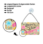 Blechschild ''Never stop dreaming (braun)'' 18x12cm