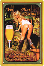 4252024214079 Schilderstore24 Schilderstore24 Blechschilder sind perfekt als Geschenk zu Weihnachten, Geburtstage, Feiern, Partys, Grillabende, Namenstag, Feiertag, Mädelsabend, Hochzeit. Jederzeit stilvoll im Wohnzimmer, Partykeller, Garage, Praxis, Büro, Café, Hauseingang Alkohol Kasten Bier Saufen Getränk Bier Alkohol schaumkrone promille hopfen	 ''Wer Bier trinkt (Reifen Arsch)''		20x30cm