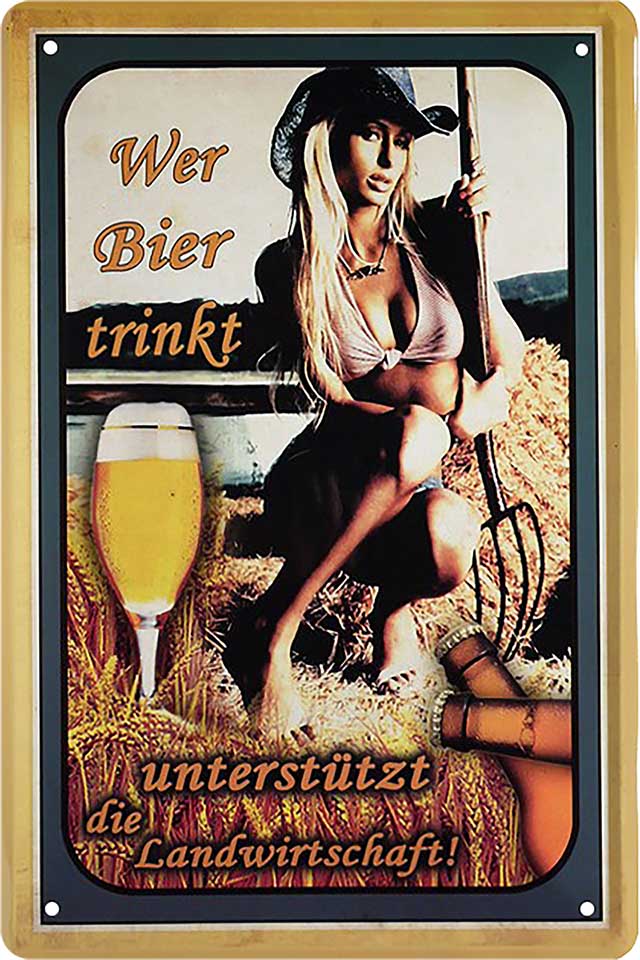 4252024214048 Schilderstore24 Schilderstore24 Blechschilder sind perfekt als Geschenk zu Weihnachten, Geburtstage, Feiern, Partys, Grillabende, Namenstag, Feiertag, Mädelsabend, Hochzeit. Jederzeit stilvoll im Wohnzimmer, Partykeller, Garage, Praxis, Büro, Café, Hauseingang Alkohol Kasten Bier Saufen Getränk Bier Alkohol schaumkrone promille hopfen	 ''Wer Bier trinkt ( Heugabel)''		20x30cm