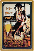 4252024214048 Schilderstore24 Schilderstore24 Blechschilder sind perfekt als Geschenk zu Weihnachten, Geburtstage, Feiern, Partys, Grillabende, Namenstag, Feiertag, Mädelsabend, Hochzeit. Jederzeit stilvoll im Wohnzimmer, Partykeller, Garage, Praxis, Büro, Café, Hauseingang Alkohol Kasten Bier Saufen Getränk Bier Alkohol schaumkrone promille hopfen	 ''Wer Bier trinkt ( Heugabel)''		20x30cm