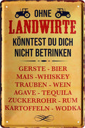 4252024213959 Schilderstore24 Schilderstore24 Blechschilder sind perfekt als Geschenk zu Weihnachten, Geburtstage, Feiern, Partys, Grillabende, Namenstag, Feiertag, Mädelsabend, Hochzeit. Jederzeit stilvoll im Wohnzimmer, Partykeller, Garage, Praxis, Büro, Café, Hauseingang Alkohol Kasten Bier Saufen Getränk Bier Alkohol schaumkrone promille hopfen	 ''Ohne Landwirte .. nicht betrinken''		20x30cm