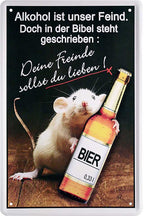 4252024213591 Schilderstore24 Schilderstore24 Blechschilder sind perfekt als Geschenk zu Weihnachten, Geburtstage, Feiern, Partys, Grillabende, Namenstag, Feiertag, Mädelsabend, Hochzeit. Jederzeit stilvoll im Wohnzimmer, Partykeller, Garage, Praxis, Büro, Café, Hauseingang Alkohol Kasten Bier Saufen Getränk Bier Alkohol schaumkrone promille hopfen	 ''Alkohol ist unser Feind (Maus Bier)''		20x30cm