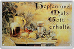 4252024213843 Schilderstore24 Schilderstore24 Blechschilder sind perfekt als Geschenk zu Weihnachten, Geburtstage, Feiern, Partys, Grillabende, Namenstag, Feiertag, Mädelsabend, Hochzeit. Jederzeit stilvoll im Wohnzimmer, Partykeller, Garage, Praxis, Büro, Café, Hauseingang Alkohol Kasten Bier Saufen Getränk Bier Alkohol schaumkrone promille hopfen	 ''Hopfen und Malz, Gott erhalts''		20x30cm