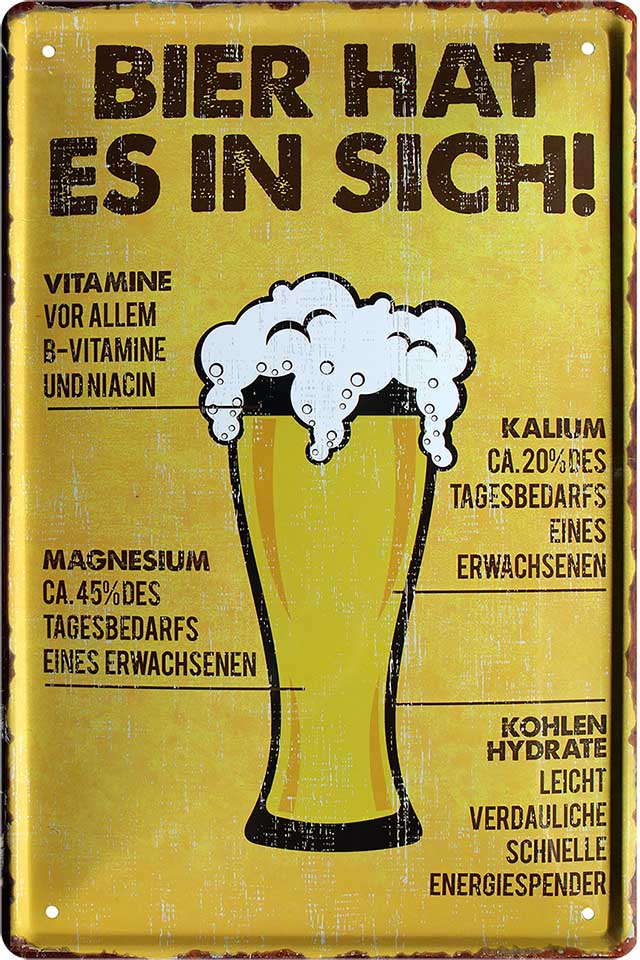 4252024213638 Schilderstore24 Schilderstore24 Blechschilder sind perfekt als Geschenk zu Weihnachten, Geburtstage, Feiern, Partys, Grillabende, Namenstag, Feiertag, Mädelsabend, Hochzeit. Jederzeit stilvoll im Wohnzimmer, Partykeller, Garage, Praxis, Büro, Café, Hauseingang Alkohol Kasten Bier Saufen Getränk Bier Alkohol schaumkrone promille hopfen	 ''Bier hat es in sich''		20x30cm