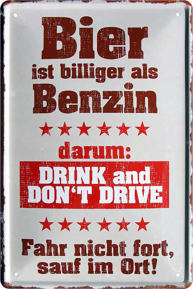 4252024213669 Schilderstore24 Schilderstore24 Blechschilder sind perfekt als Geschenk zu Weihnachten, Geburtstage, Feiern, Partys, Grillabende, Namenstag, Feiertag, Mädelsabend, Hochzeit. Jederzeit stilvoll im Wohnzimmer, Partykeller, Garage, Praxis, Büro, Café, Hauseingang Alkohol Kasten Bier Saufen Getränk Bier Alkohol schaumkrone promille hopfen	 ''Bier ist billiger als Benzin''		20x30cm